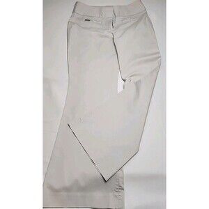 EXPRESS Women's Editor Light Khaki Trousers- Size 10 R Bootcut Pockets Dressy